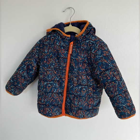 Cat & Jack Reversible Bear Print Puffer Jacket - Picture 1 of 4